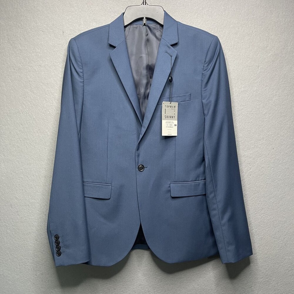 NWT Topman Skinny Fit Blue Blazer Jacket Size 38 Office Business Casual